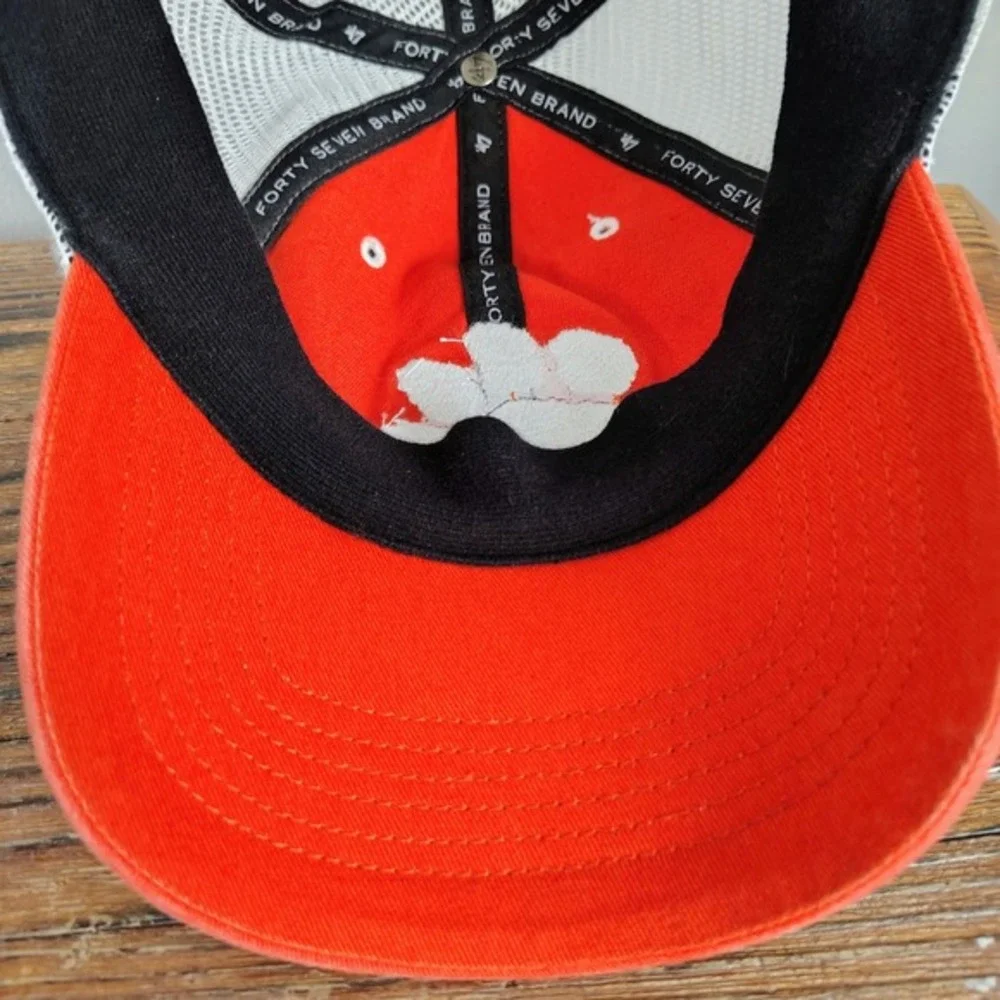 47‎ Brand Clemson Tigers NCAA Trucker Hat Orange Mesh Stretch Fit Cap One Size